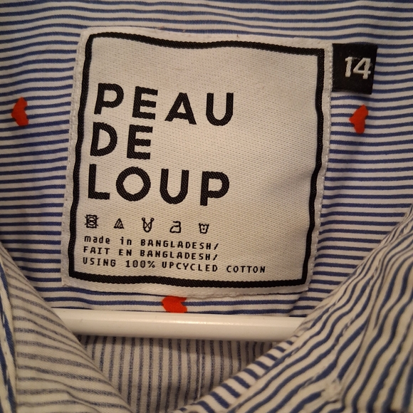 Peau De Loup Blue Striped Shirt with Red Details - Picture 3 of 4